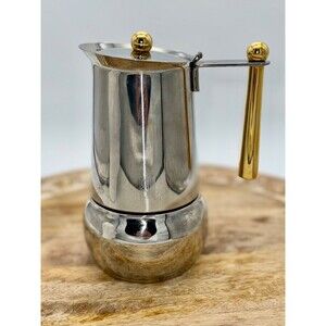 VTG Italian Espresso Coffee Maker Kitty Oro GB Guido Bergna Stainless Moka Pot